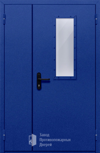 Фото двери «Полуторная со стеклом (синяя)» в Куровскому