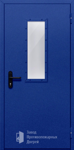 Фото двери «Однопольная со стеклом (синяя)» в Куровскому