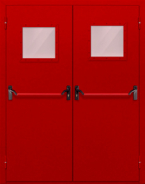 Фото двери «Двупольная со стеклопакетом и антипаникой (красная)» в Куровскому