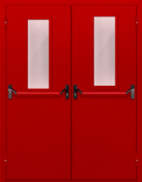 Фото двери «Двупольная с стеклом и антипаникой (красная)» в Куровскому