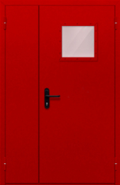 Фото двери «Полуторная со стеклопакетом (красная)» в Куровскому