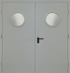 Фото двери «Двупольная с круглым стеклом EI-30» в Куровскому