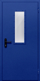 Фото двери «Однопольная со стеклом (синяя)» в Куровскому