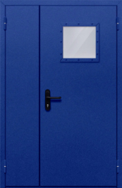 Фото двери «Полуторная со стеклопакетом (синяя)» в Куровскому